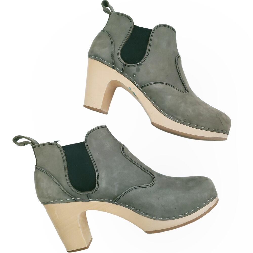 Swedish HASBEENS Classic Chelsea gray nubuck leather ankle boot booties Sz 40 10
